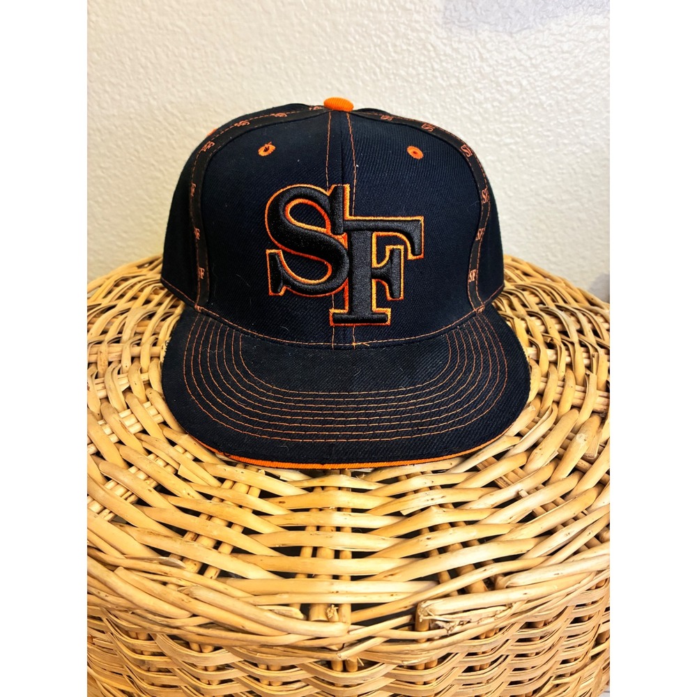 Leader San Francisco‎ SF Fitted Hat Black Orange Contrast Stitch Mens Size L